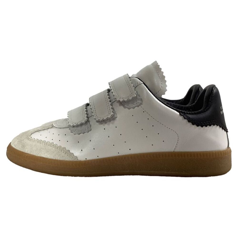 Isabel Marant Beth Logo Velcro Straps in White Leather and Suede - Picture 4 of 7